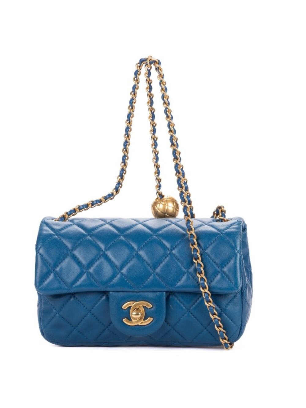 Chanel Maxi Single Flap Bag Blue Quilted Lambskin Leather